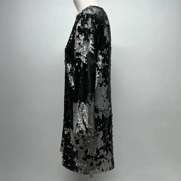 Elizabeth and James Danya Dress Metallic Sequin Fish Scale Mini Black Size XS - Picture 9 of 13